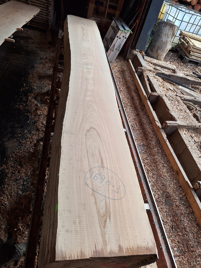 Plateau Hêtre 28 x 480-570 x 4190 mm de la boule 1690 - 3