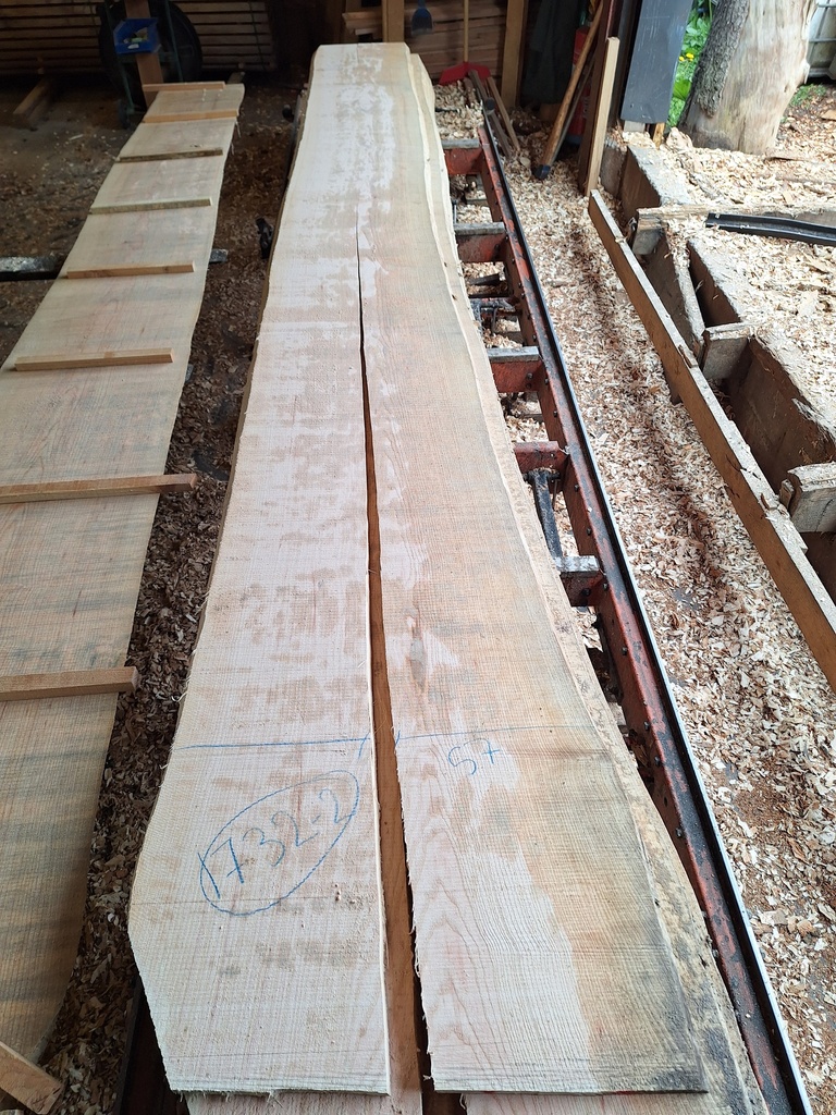 Plateau Frêne 28 x 410-570 x 4150 mm de la boule 1732 - 2