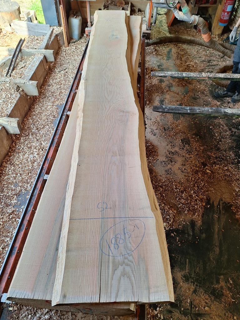 Plateau Frêne 63 x 420-520 x 4130 mm de la boule 1885 - 1