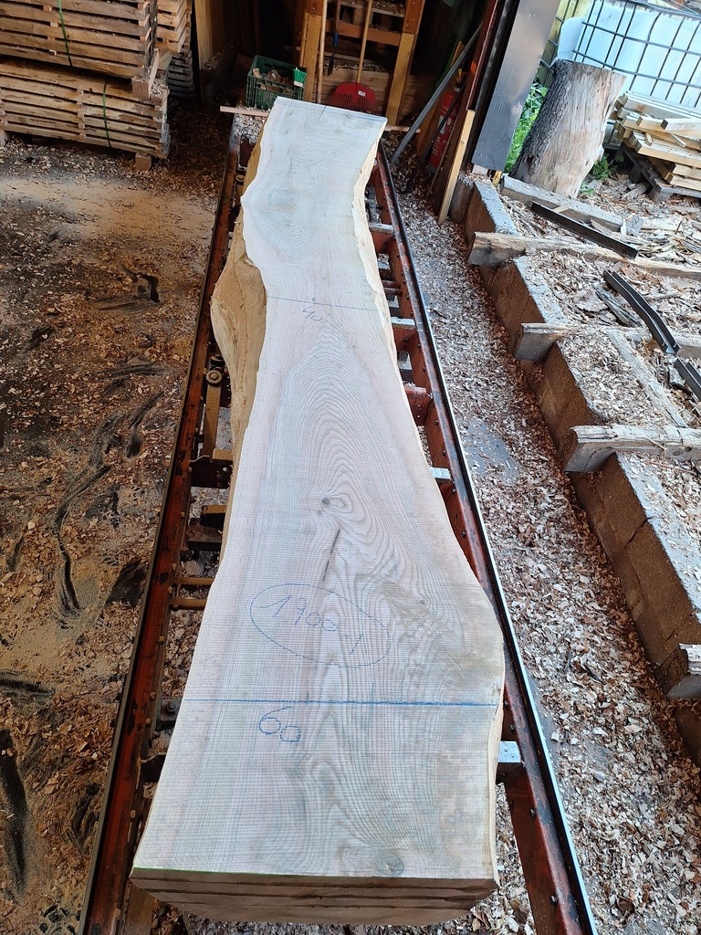 Plateau Frêne 63 x 400-600 x 4080 mm de la boule 1900 - 1