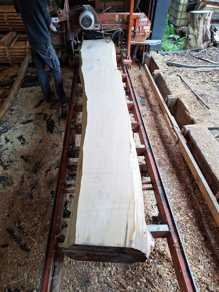 Plateau Hêtre 53 x 410-540 x 4050 mm de la boule 969 - 1