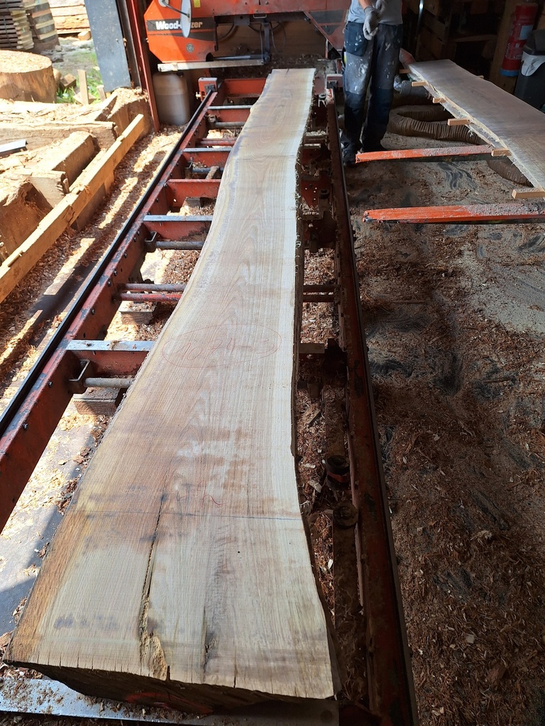 Plateau Chêne Commun 28 x 280-420 x 4030 mm de la boule 1073 - 3