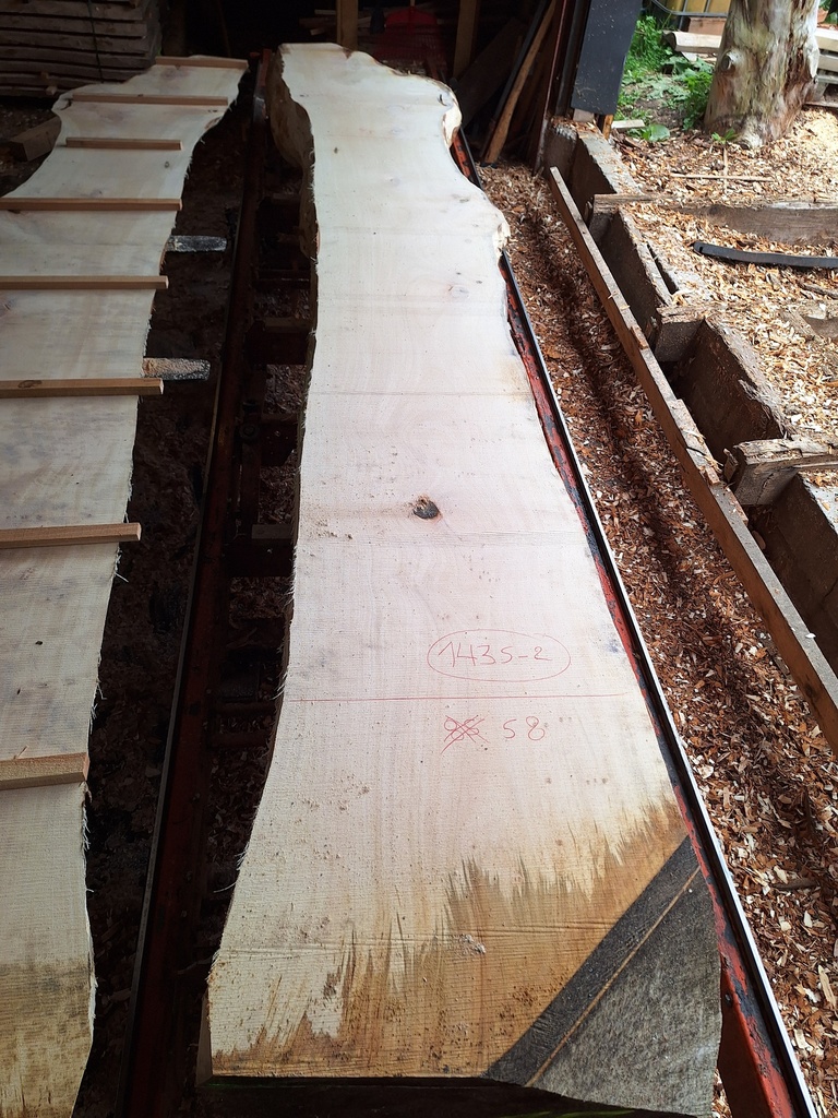 Plateau Tilleul 43 x 450-580 x 4020 mm de la boule 1435 - 2