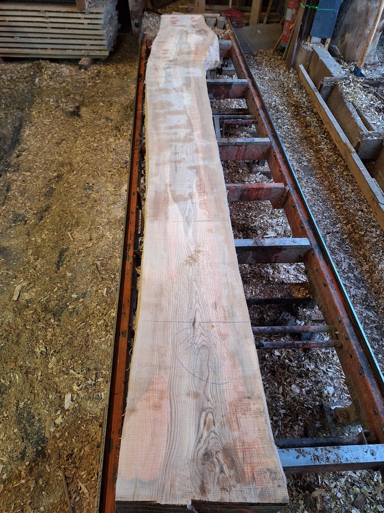 Plateau Frêne 43 x 380-490 x 4050 mm de la boule 1483 - 2