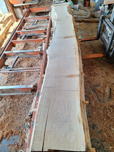 [PL-CHE-1077-6] Plateau Chêne Commun 53 x 300-450 x 3910 mm de la boule 1077 - 6